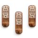3 Pieces Wooden Handmade Brown And White Adhesive Wall Hooks