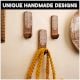 3 Pieces Wooden Decorative Adhesive Wall Key And Towel Holder