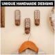 3 Pieces Wooden Self Adhesive Brown And White Wall Hooks