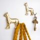 2 Pieces Decorative Handmade Golden Leopard Design Brass Wall Hook