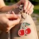 Handmade Beaded Cherry Keychain Cute Fruit Bag Charm