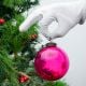 Round Vintage Pink Glass With Star Design Christmas Ornament
