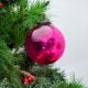 Round Vintage Pink Glass With Star Design Christmas Ornament