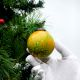 Round Yellow and Green Decorative Glass Hanging Ornament