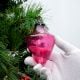 Vintage Pink Glass Cone Shape Hanging Ornament