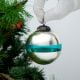 Silver Glass Hanging Ornament with Green Band For Christmas Tree
