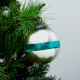 Silver Glass Hanging Ornament with Green Band For Christmas Tree