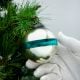 Silver Glass Hanging Ornament with Green Band For Christmas Tree