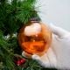 Vintage Round Amber Glass Hanging Ornament For Christmas Tree