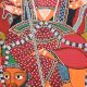 Kalighat Pattachitra Goddess Durga Folk Painting (216×121 cm)