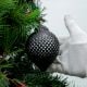 Black Textured Glass Christmas Hanging Ornament