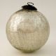 Silver Vintage Round Kugel Style Crackled Glass Hanging Ornament