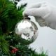 Silver Round Glass Hanging Ornament For Christmas Tree