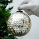 Silver Round Mercury Glass Hanging Ornament For Christmas Tree