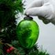 Vintage Green Cut Glass Christmas Bauble Hanging Ornament
