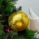 Round Gold Vintage Kugel Style Crackled Christmas Glass Hanging