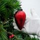 Red Almond Shape Christmas Glass Hanging