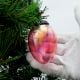 Pink Vintage Oval Shaped Glass Christmas Ornament