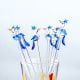 6 Pieces Cut Clear Blue Peacock Stirrer Glass Swizzle Sticks for Cocktail Party
