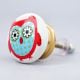 Red Owl Ceramic Flat Kitchen Drawer Knob