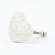 White Heart Crackle Ceramic Dresser Knob