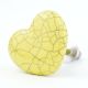 Yellow Heart Crackle Cream Drawer Knob