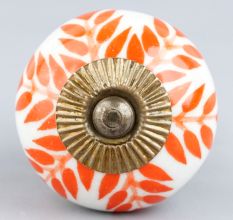 Orange Leaf Ceramic Knob