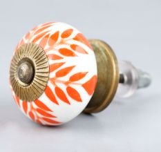 Orange Leaf Ceramic Knob