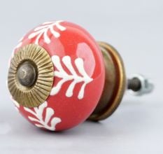 Red White Leaf Knob