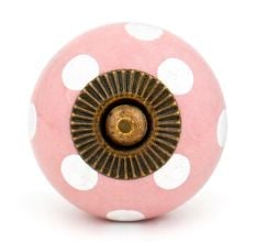 Pink Polka Dotted Small Ceramic Cabinet Knobs