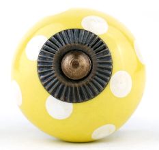 Yellow Dotted Small Ceramic Cabinet Knobs