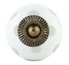 White Polka Dot Ceramic Knob 45