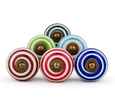 6 Pieces Handmade Ceramic Multicolor Striped Living Room Cupboard Knobs