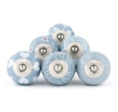 6 Pieces Grey Ceramic Round Kitchen Cupboard Knobs