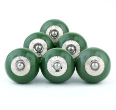 Green Handmade Ceramic Round Living Room Drawer Knobs
