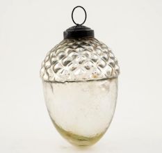 Silver Style Acorn Shaped Mercury Glass Hanging Ornament