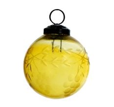 Amber Handmade Grape Clusters and Leaves Glass Hanging Ornament