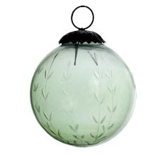 Green Handmade Round Leaves Glass Hanging Ornament