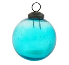 Turquoise Vintage Round Glass Christmas Ornament