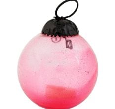 Pink Round Glass Christmas Ornament
