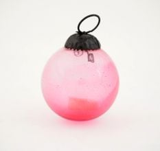 Pink Round Glass Christmas Ornament