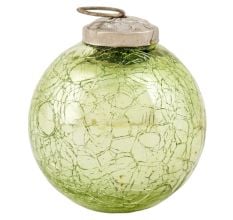 Green Crackle Round Glass Christmas Ornament