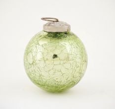 Green Crackle Round Glass Christmas Ornament