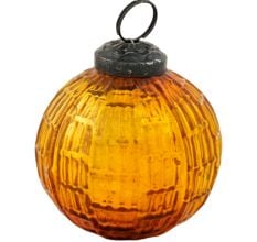 Amber Vintage Kugel Round Glass Christmas Ornament