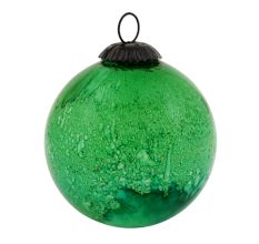 Green Vintage Round Glass Christmas Ornament