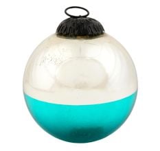 Turquoise Vintage Style Round Glass Christmas Ornament