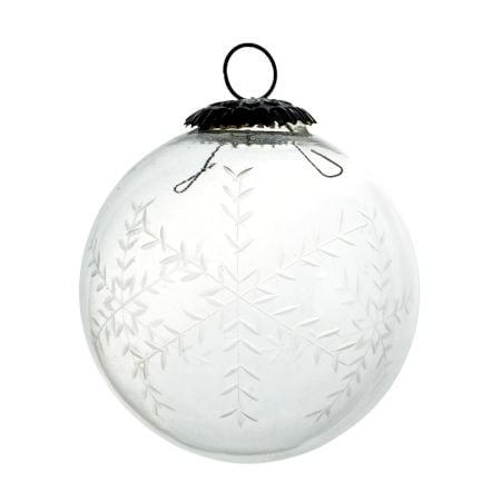 Clear Leaf Cut Round Christmas Hanging