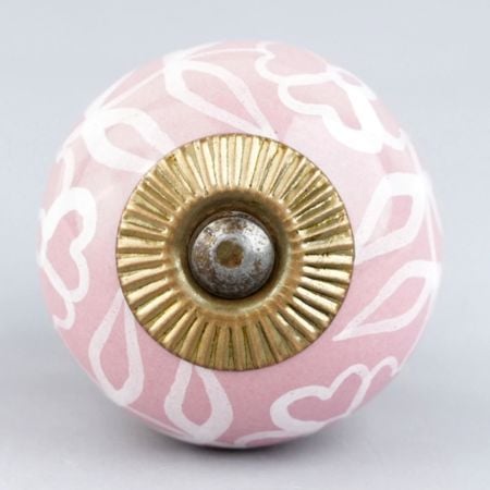 Pink Etched Flower Knob