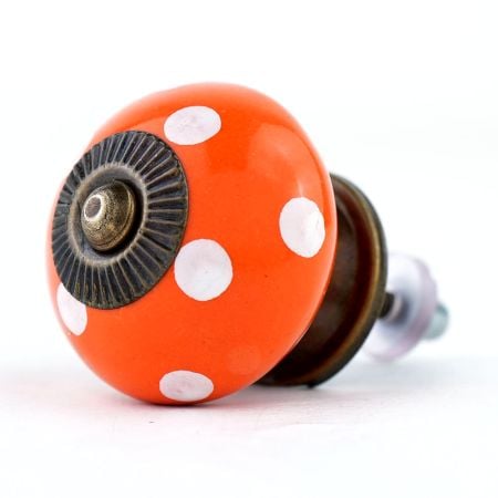 Orange Polka Dot Ceramic Cabinet Knob
