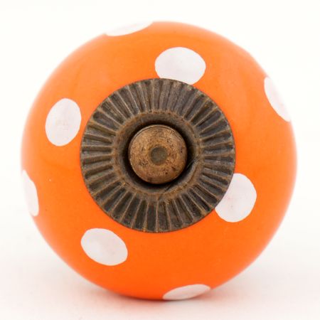 Orange Polka Dot Ceramic Cabinet Knob